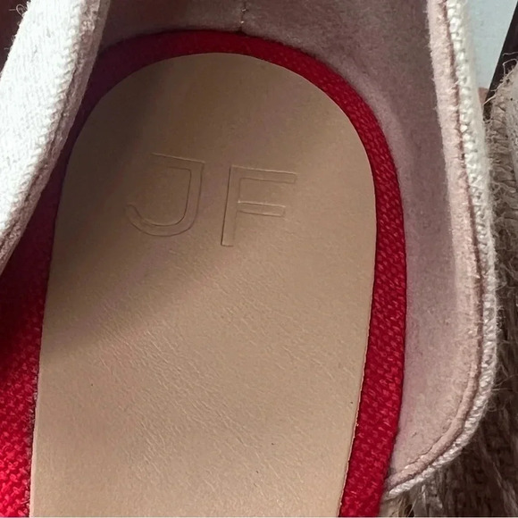 JustFab Red Wedge Ballet Heels with Bow Ties Metallic Gold Accent Woven sz 8 - Picture 5 of 12